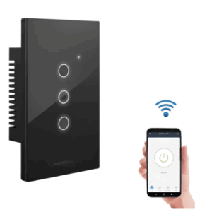 Llave/tecla  Smart Wifi Táctil 3 Canales Color Negro